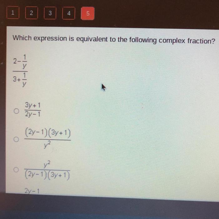 Which expression is equivalent to the following complex fraction