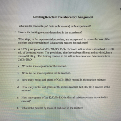 Experiment 8 prelaboratory assignment limiting reactant